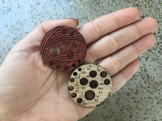 Red Hand Dyed Knitting Needle Gauge