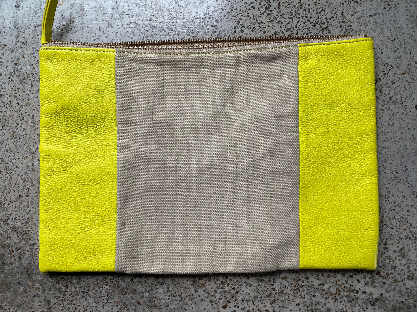 Hand embroidered zip bag - Yellow/Purple