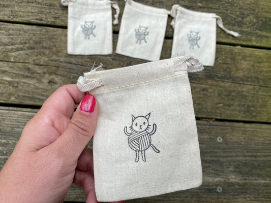 Yarn Cat Mini Drawstring Pouches - Set of 4
