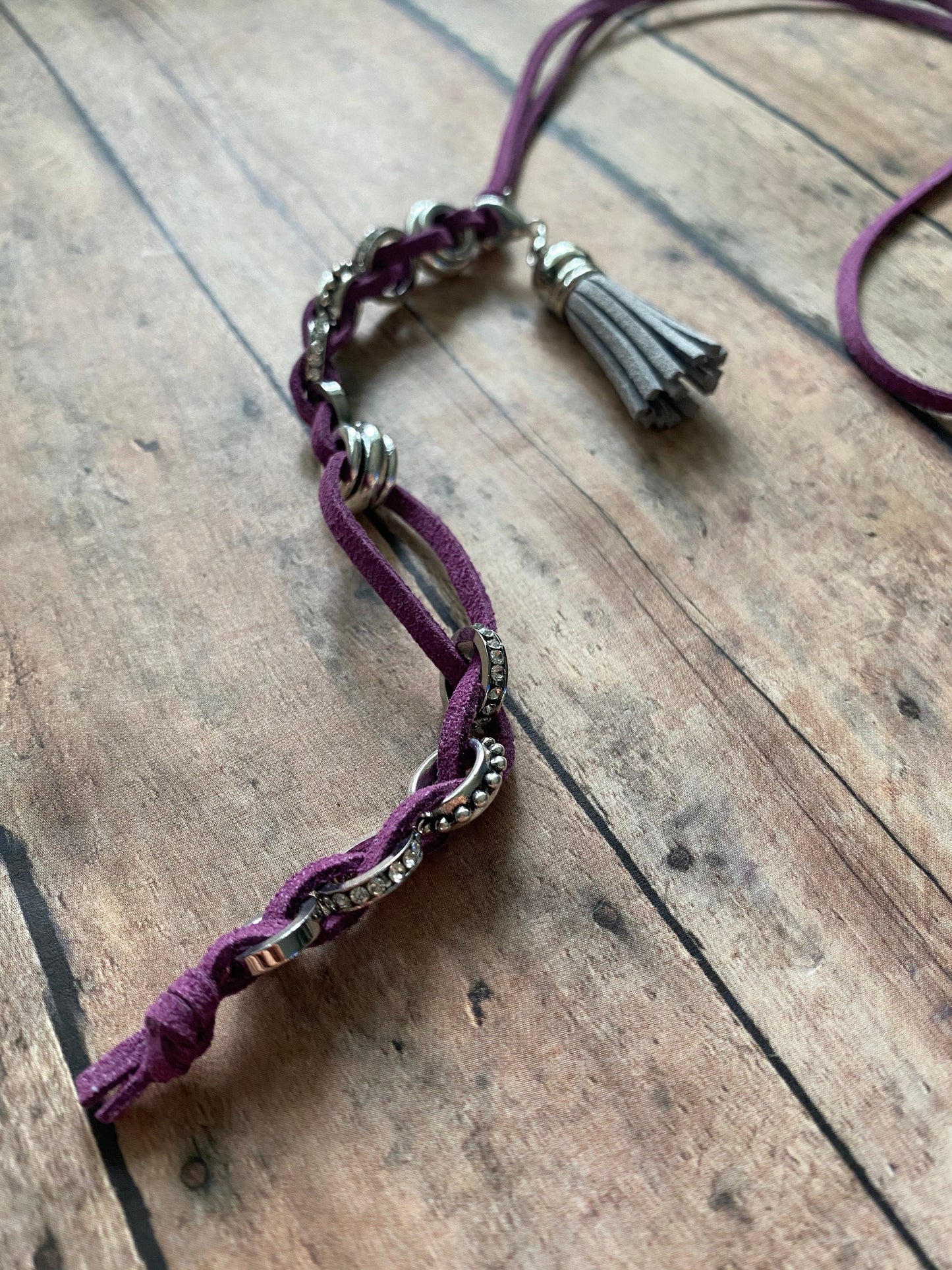 Purple Abacus Row Counter Necklace w/Removable Stitch Marker, knitting tool