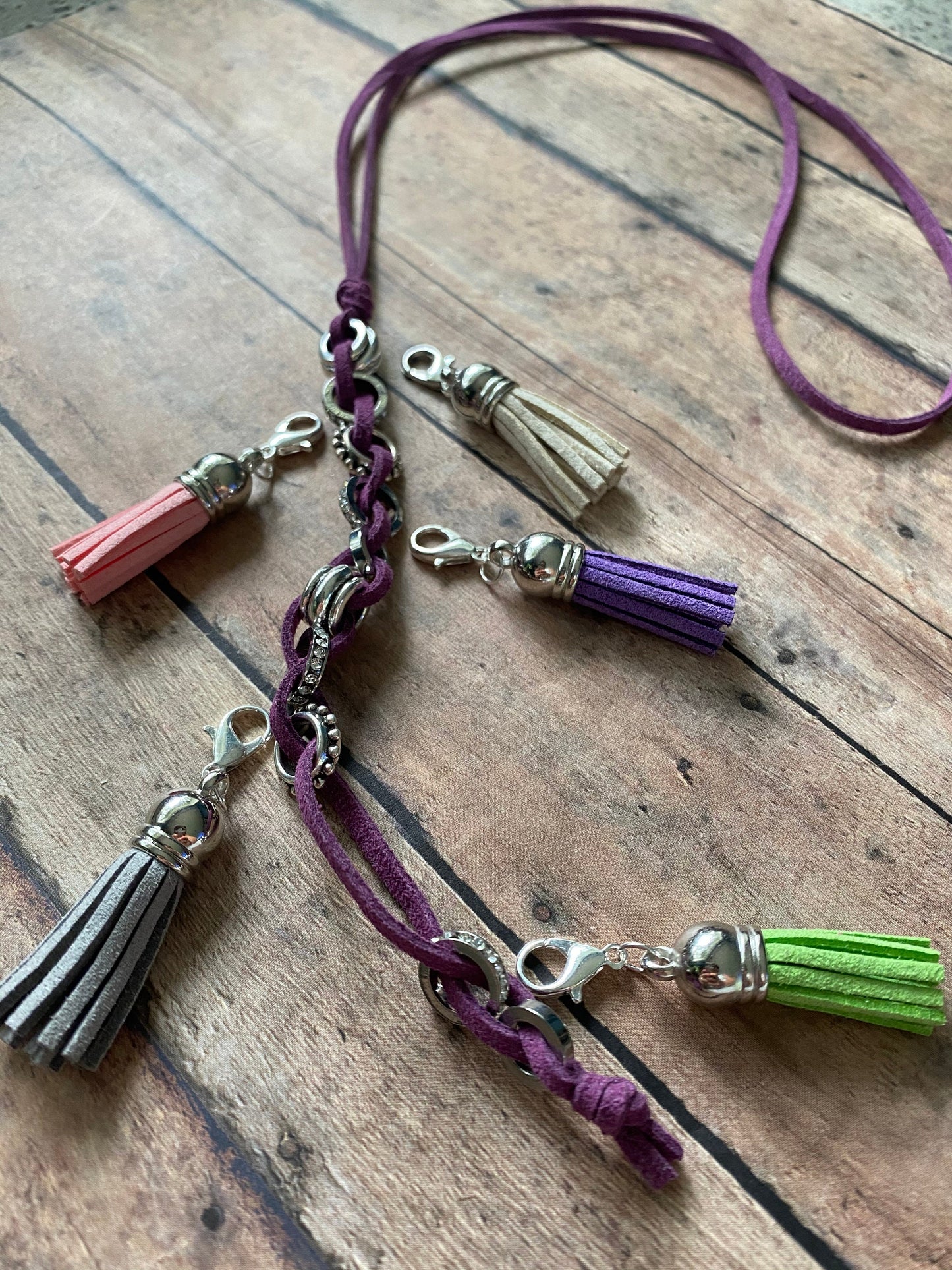 Purple Abacus Row Counter Necklace w/Removable Stitch Marker, knitting tool