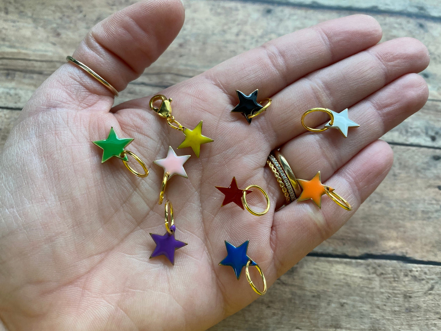 Rainbow Enamel Stars in a glass vial