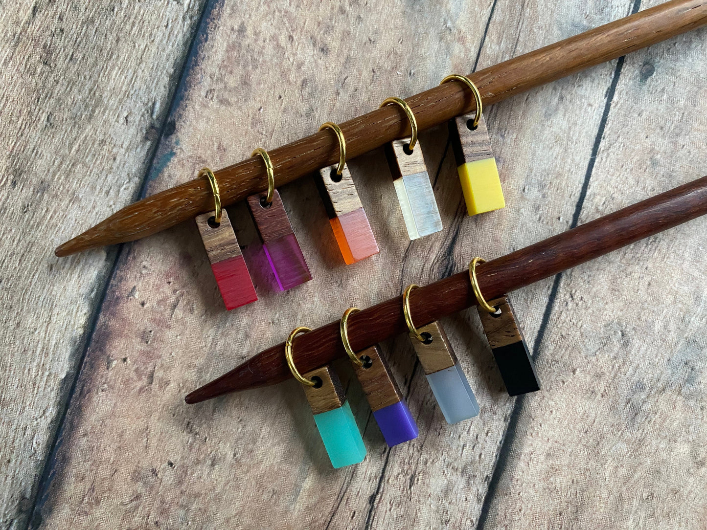 Resin & Wood Stitch Marker Bracelet