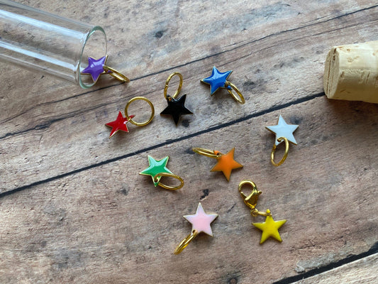 Rainbow Enamel Stars in a glass vial