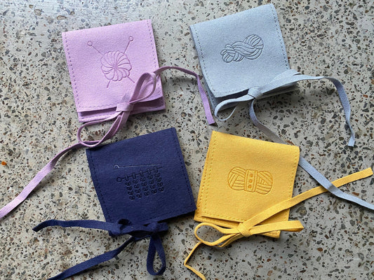 Suede Yarn Pouch for jewelry, stitch markers, knitting, crochet