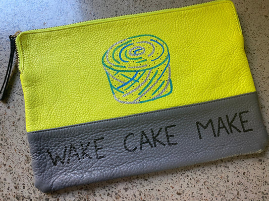 Handpainted Leather Bag - Wake Cake Make