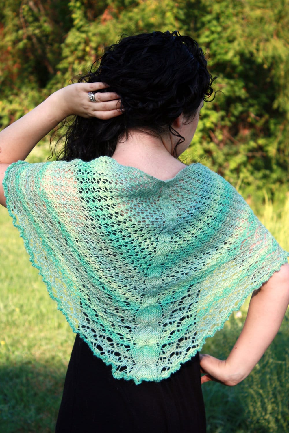 Solstice Shawlette with Lace & Cables