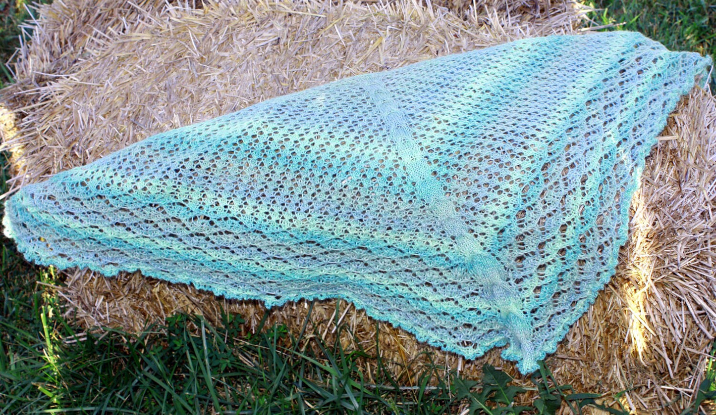 Solstice Shawlette with Lace & Cables