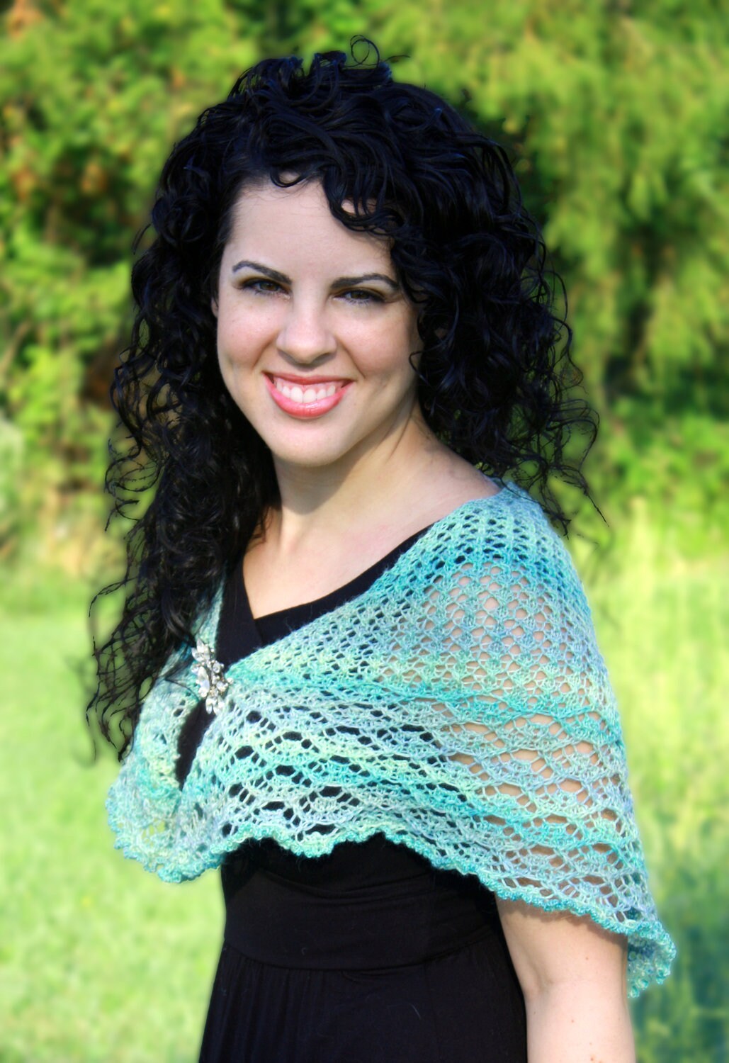 Solstice Shawlette with Lace & Cables