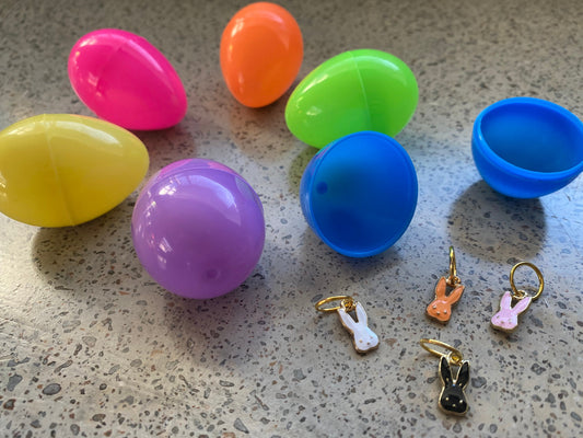 Easter Bunny Stitch Markers in Plastic Egg