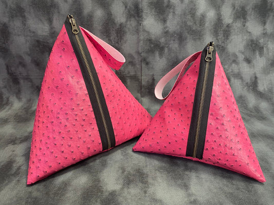 Triangle Pouch - Pink Ostrich (Two Sizes)