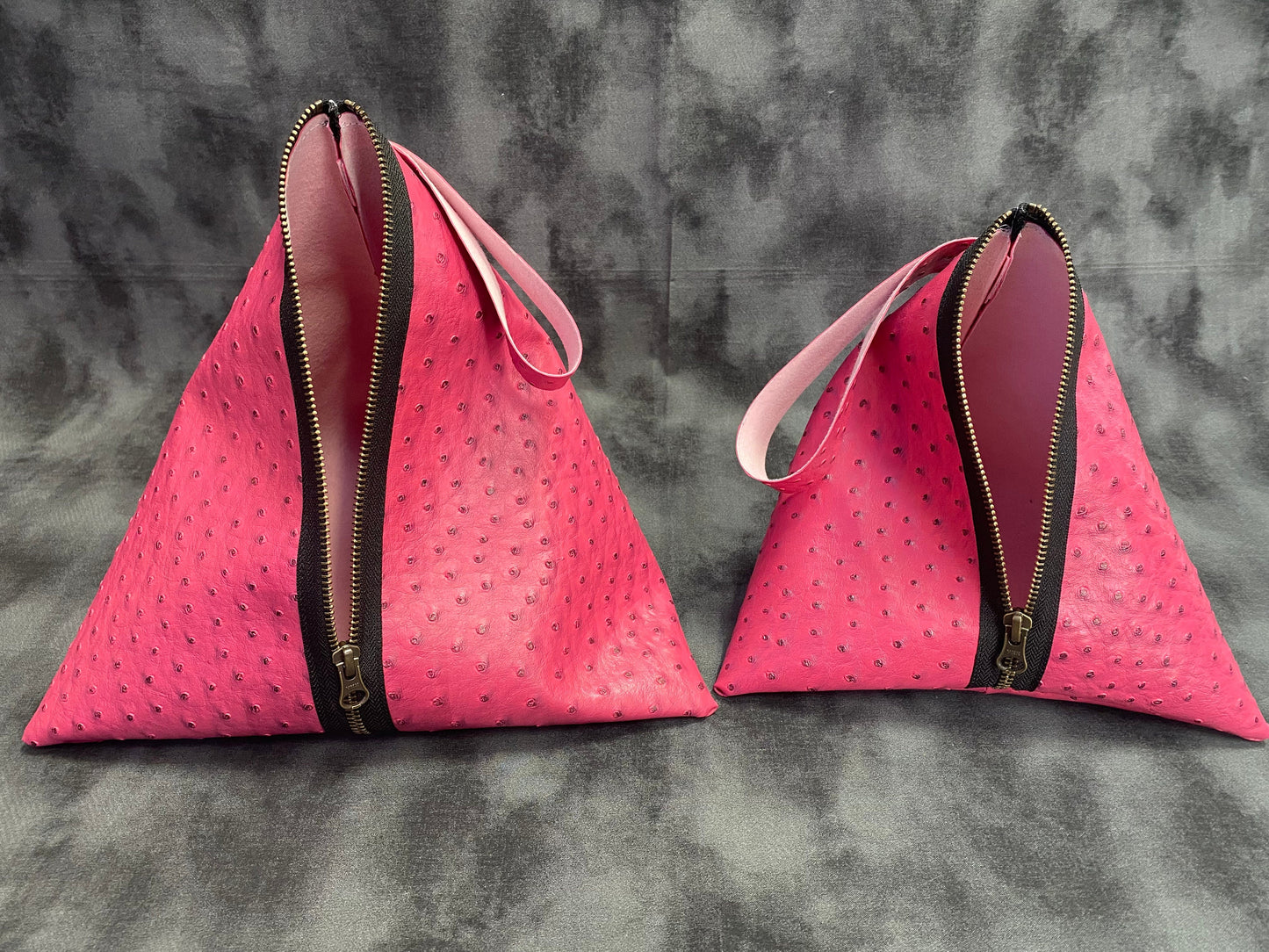 Triangle Pouch - Pink Ostrich (Two Sizes)