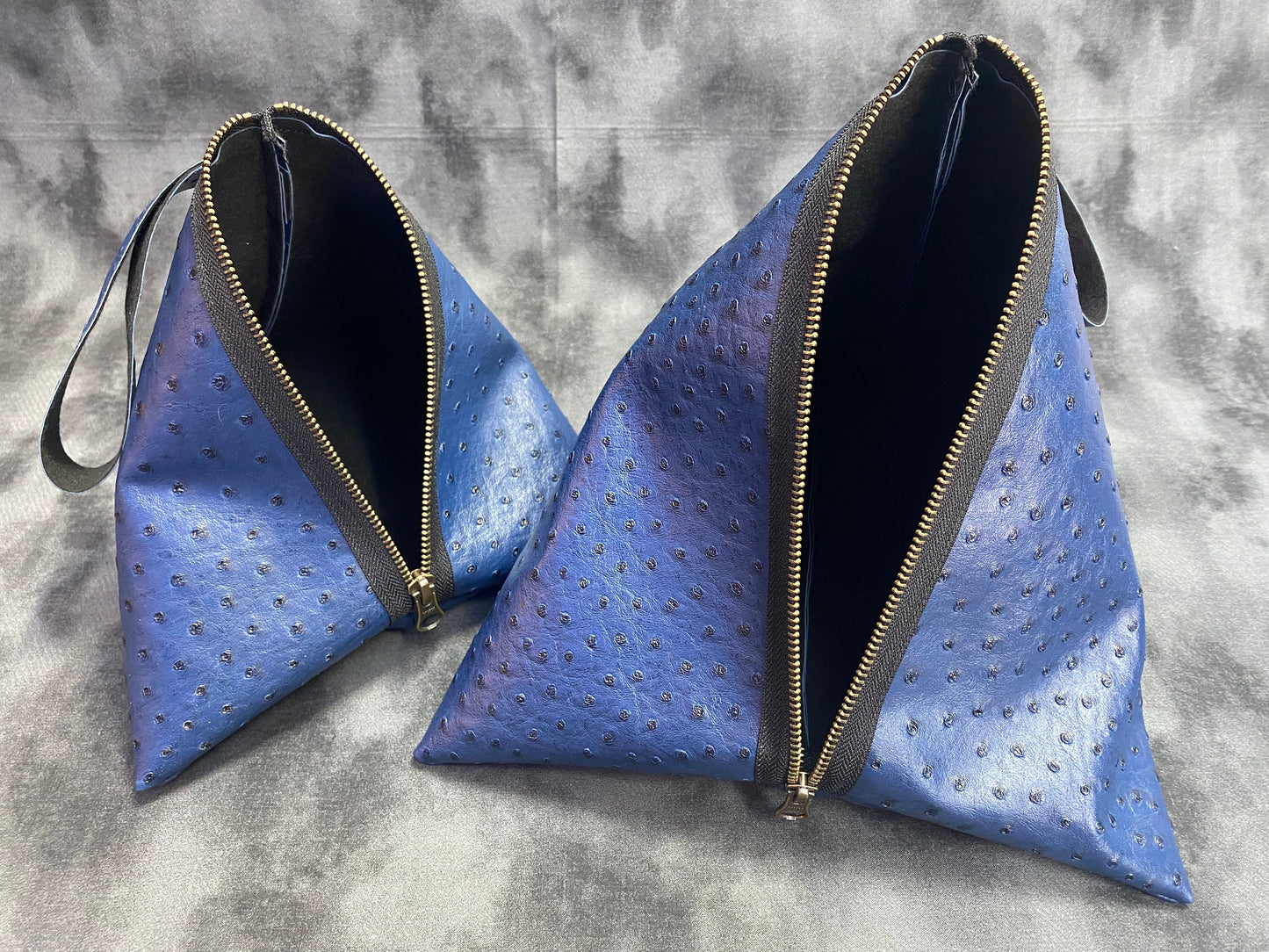 Triangle Bag - Navy Ostrich (Two Sizes)