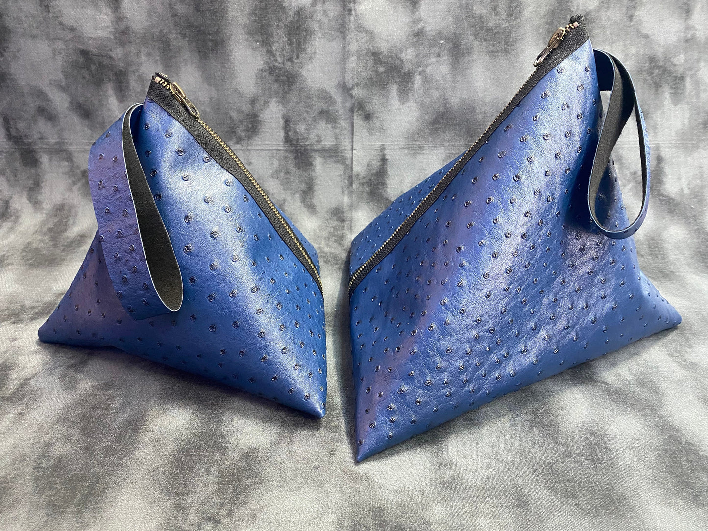 Triangle Bag - Navy Ostrich (Two Sizes)