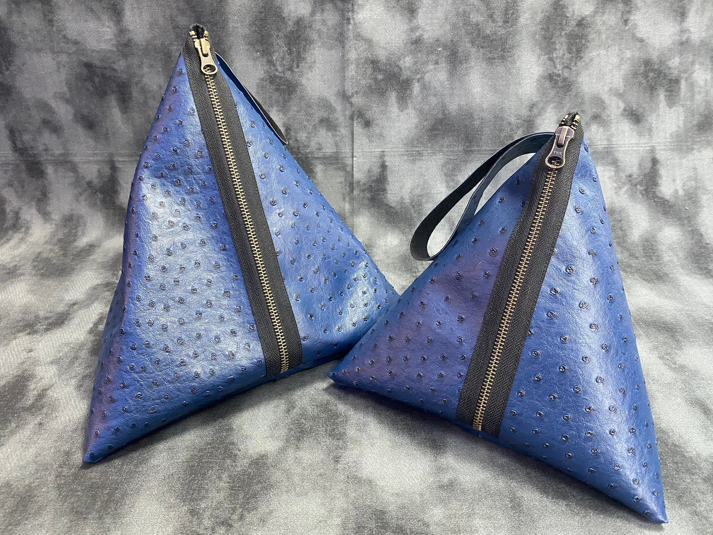 Triangle Bag - Navy Ostrich (Two Sizes)