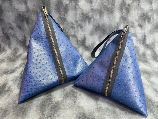 Triangle Bag - Navy Ostrich (Two Sizes)
