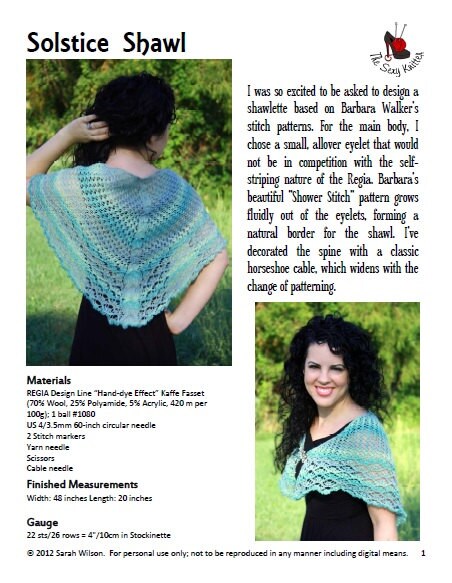 Solstice Shawlette with Lace & Cables