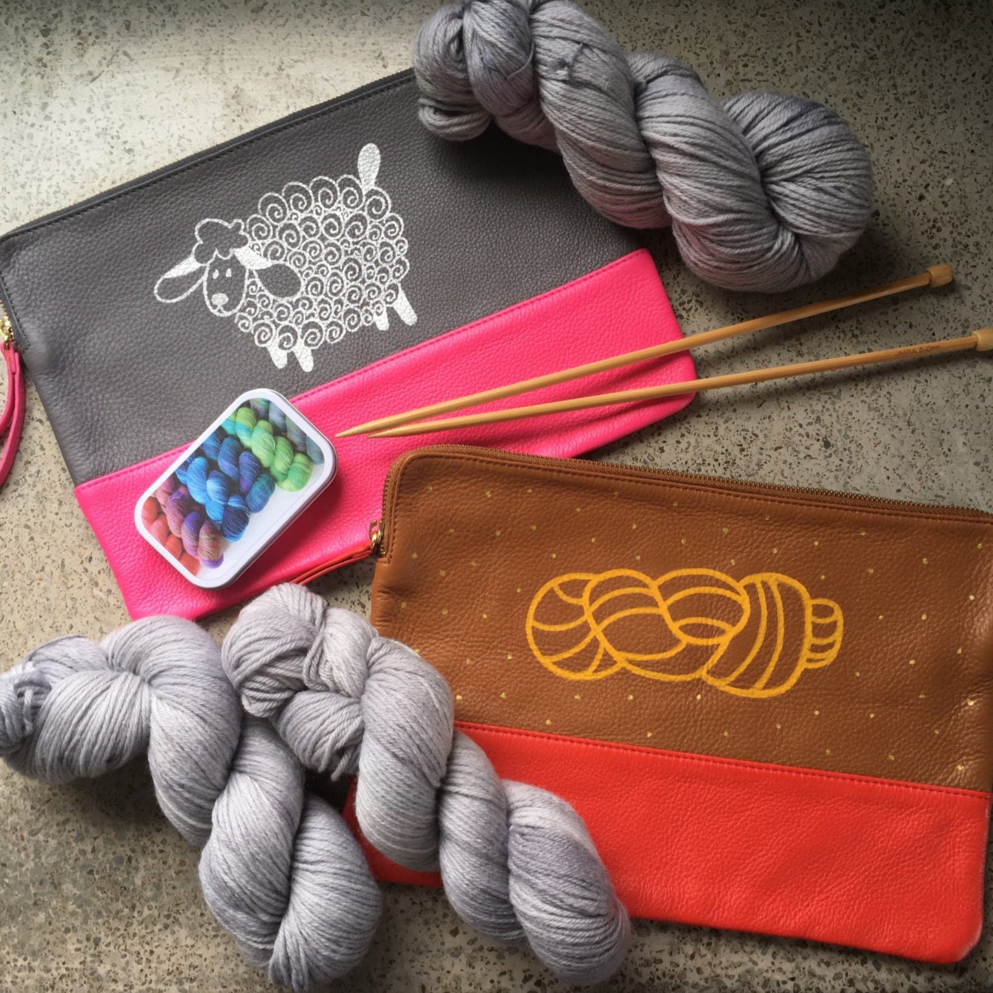 Handpainted Leather Bag - Sheep w/Custom Name