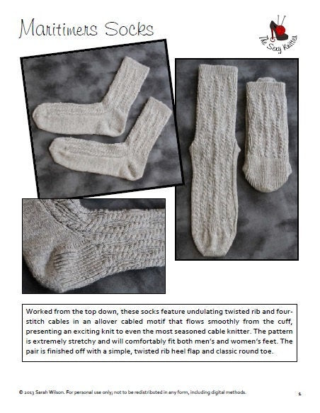 Maritimers Cabled Mens/Womens Socks